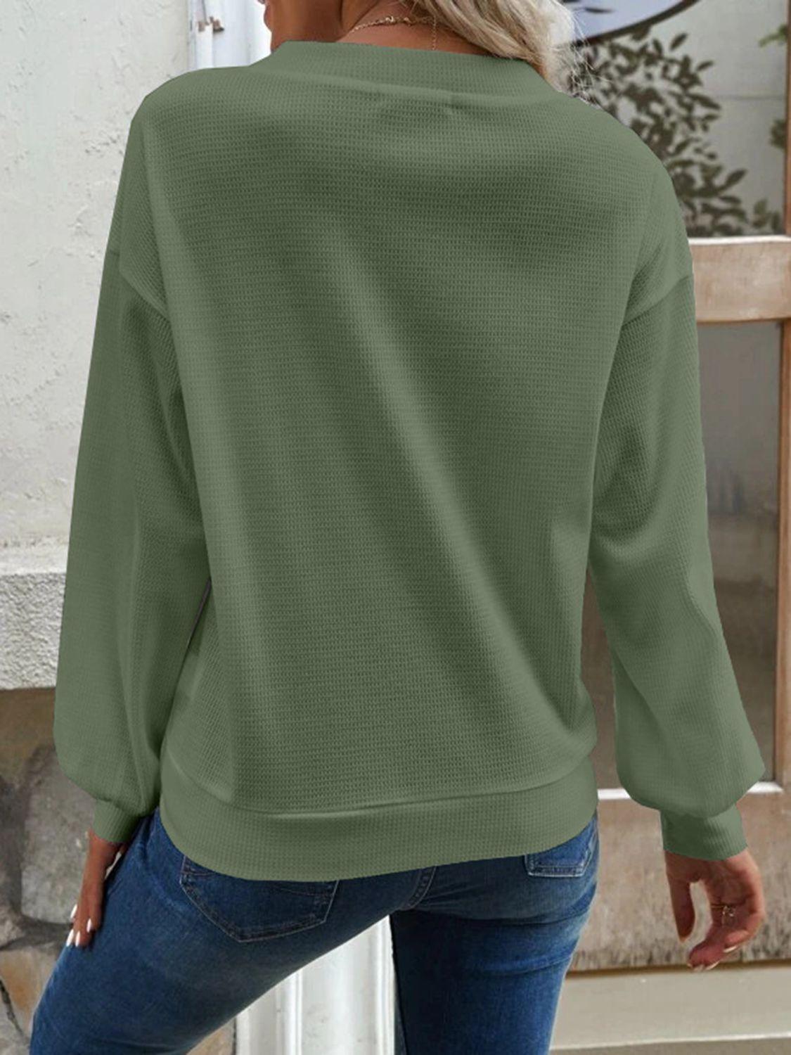 Get trendy with V-Neck Dropped Shoulder Blouse - Tops available at Styles Code. Grab yours today!