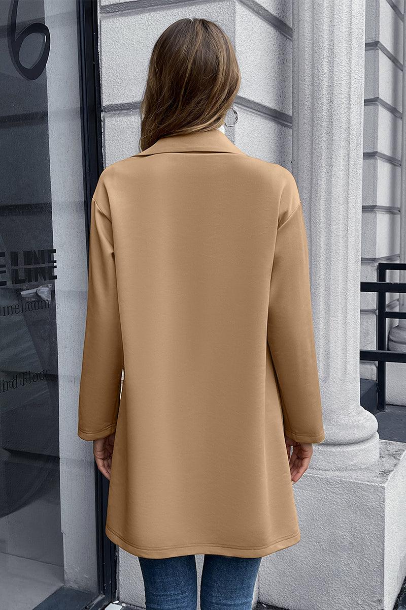Get trendy with Lapel Collar Long Sleeve Blazer - Blazers available at Styles Code. Grab yours today!