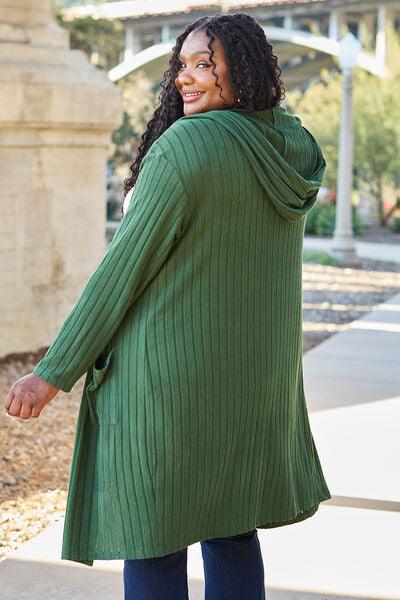 Get trendy with Full Size Hooded Sweater Cardigan - available at Styles Code. Grab yours today!