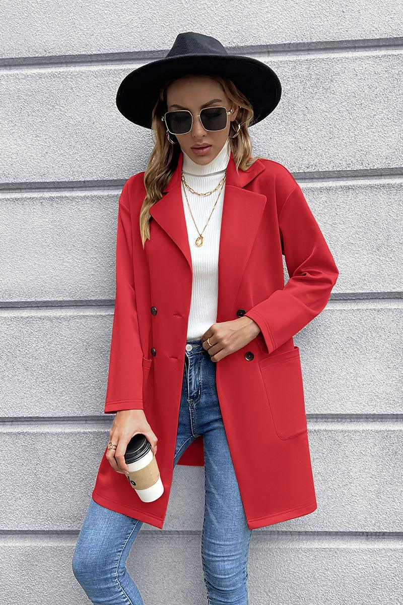 Get trendy with Lapel Collar Long Sleeve Blazer - Blazers available at Styles Code. Grab yours today!