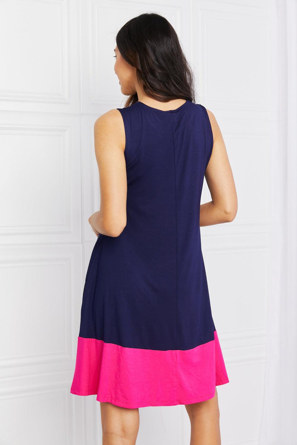 Get trendy with Full Size Two-Tone Mini Dress with Pockets - available at Styles Code. Grab yours today!