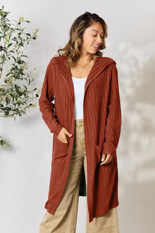 Get trendy with Full Size Hooded Sweater Cardigan - available at Styles Code. Grab yours today!