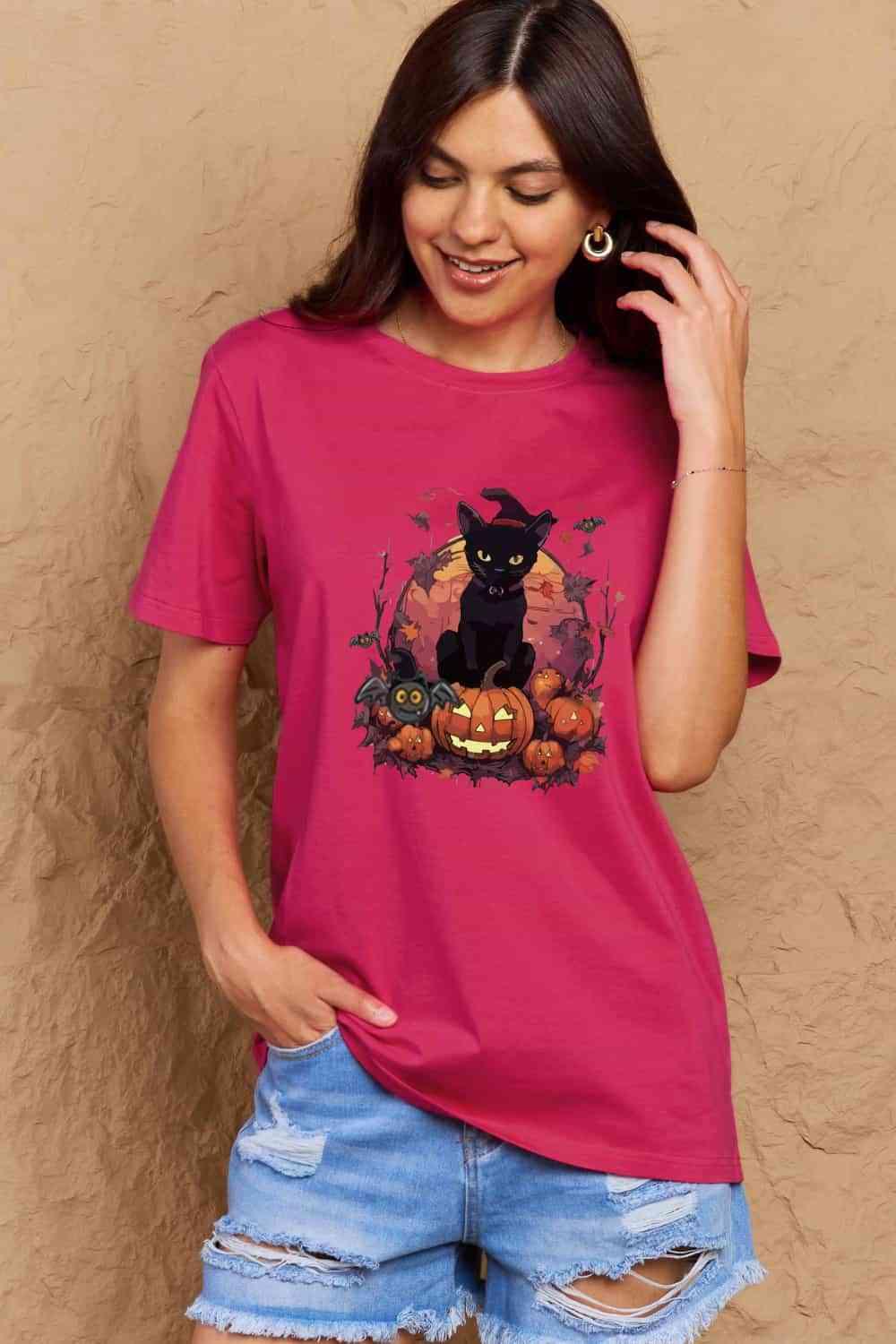 Get trendy with Full Size Halloween Theme Graphic T-Shirt - T-Shirt available at Styles Code. Grab yours today!