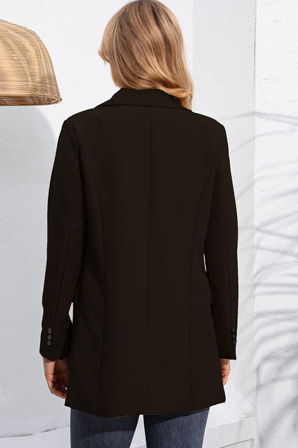 Get trendy with Lapel Neck Long Sleeve Blazer with Pockets - Blazers available at Styles Code. Grab yours today!