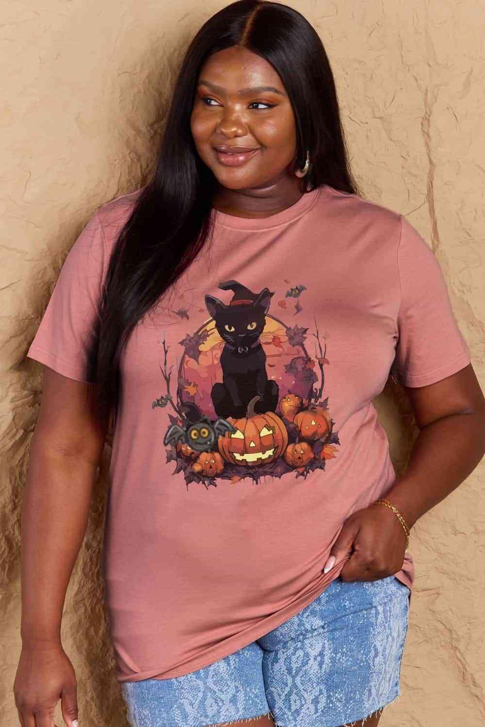 Get trendy with Full Size Halloween Theme Graphic T-Shirt - T-Shirt available at Styles Code. Grab yours today!