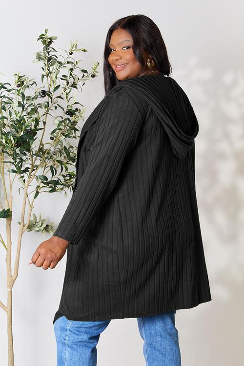 Get trendy with Full Size Hooded Sweater Cardigan - available at Styles Code. Grab yours today!