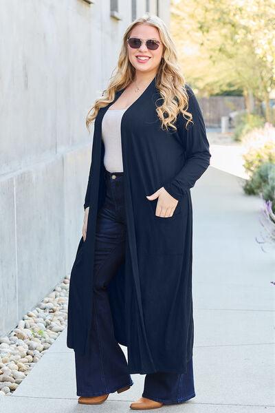 Get trendy with Basic Bae Full Size Open Front Long Sleeve Cover Up - available at Styles Code. Grab yours today!