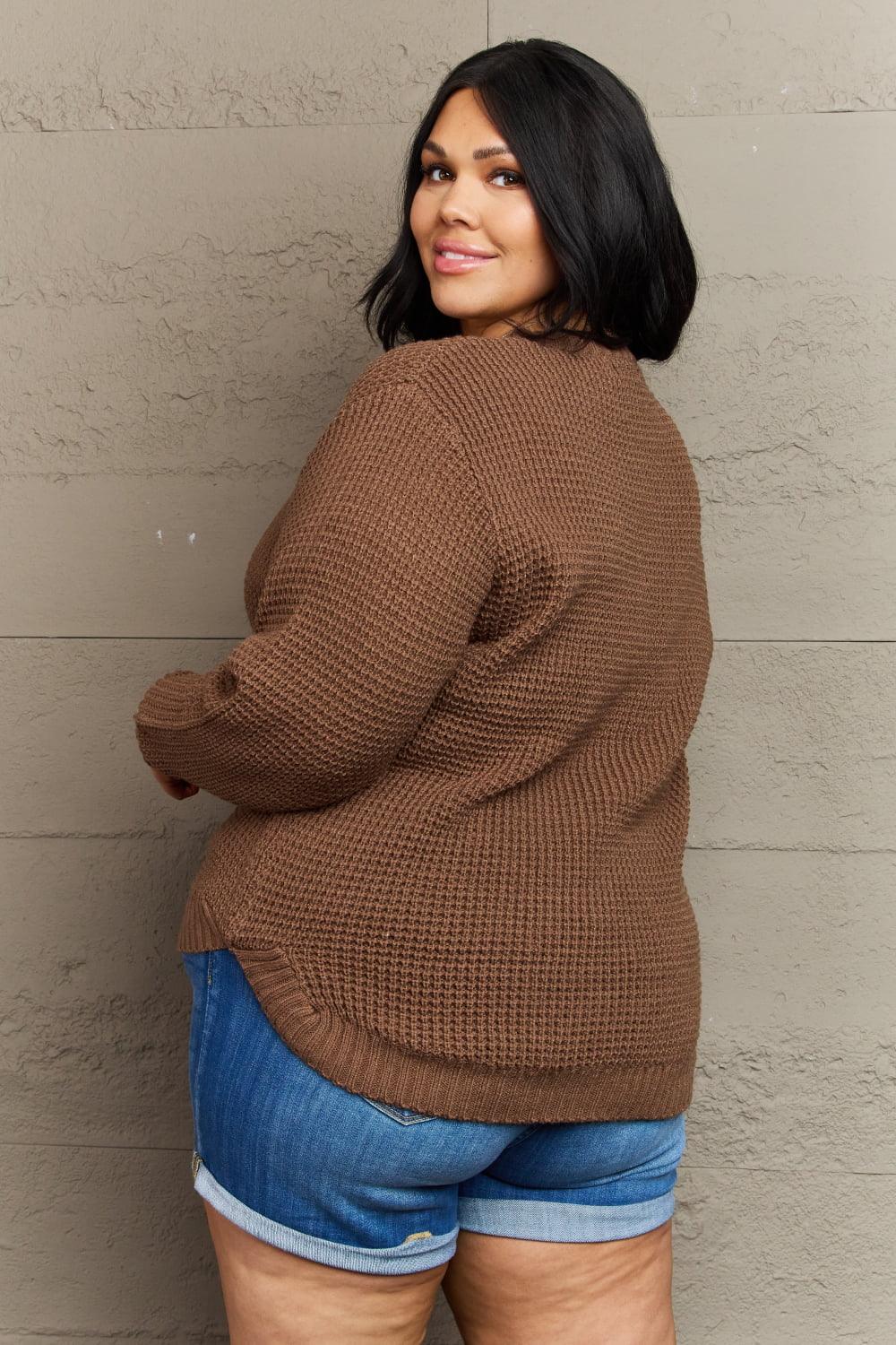 Get trendy with Plus Size Waffle Knit Sweater - Plus Size available at Styles Code. Grab yours today!