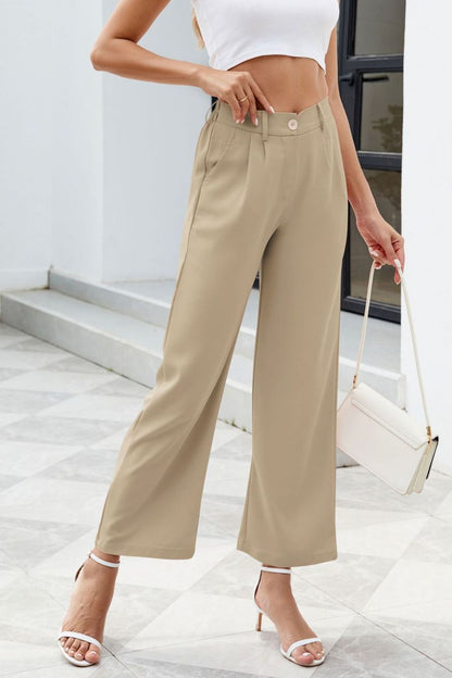 Get trendy with Pocketed High Waist Pants - Pants available at Styles Code. Grab yours today!