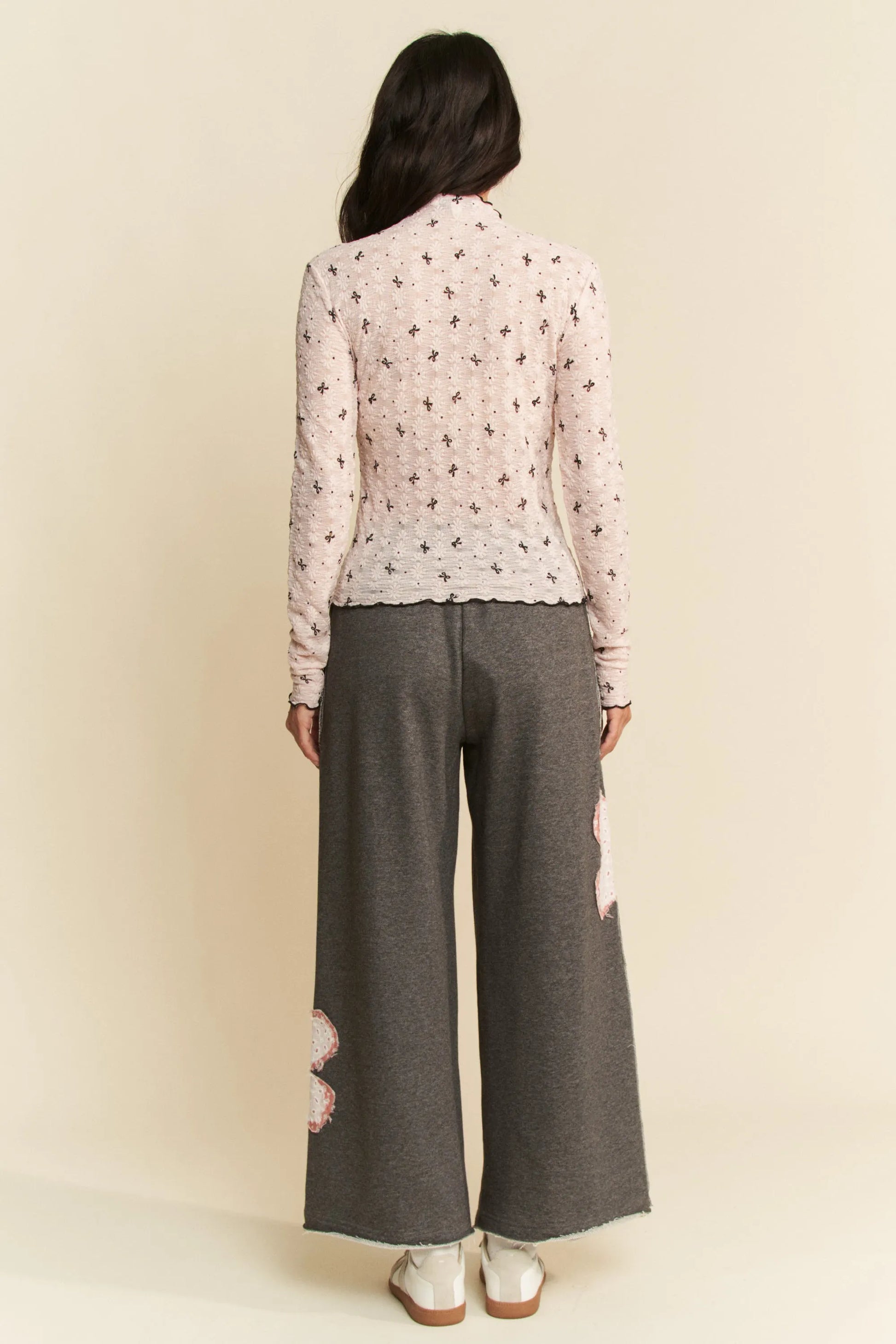 Get trendy with Ribbon Bow Long Sleeve Mesh Top - Top available at Styles Code. Grab yours today!