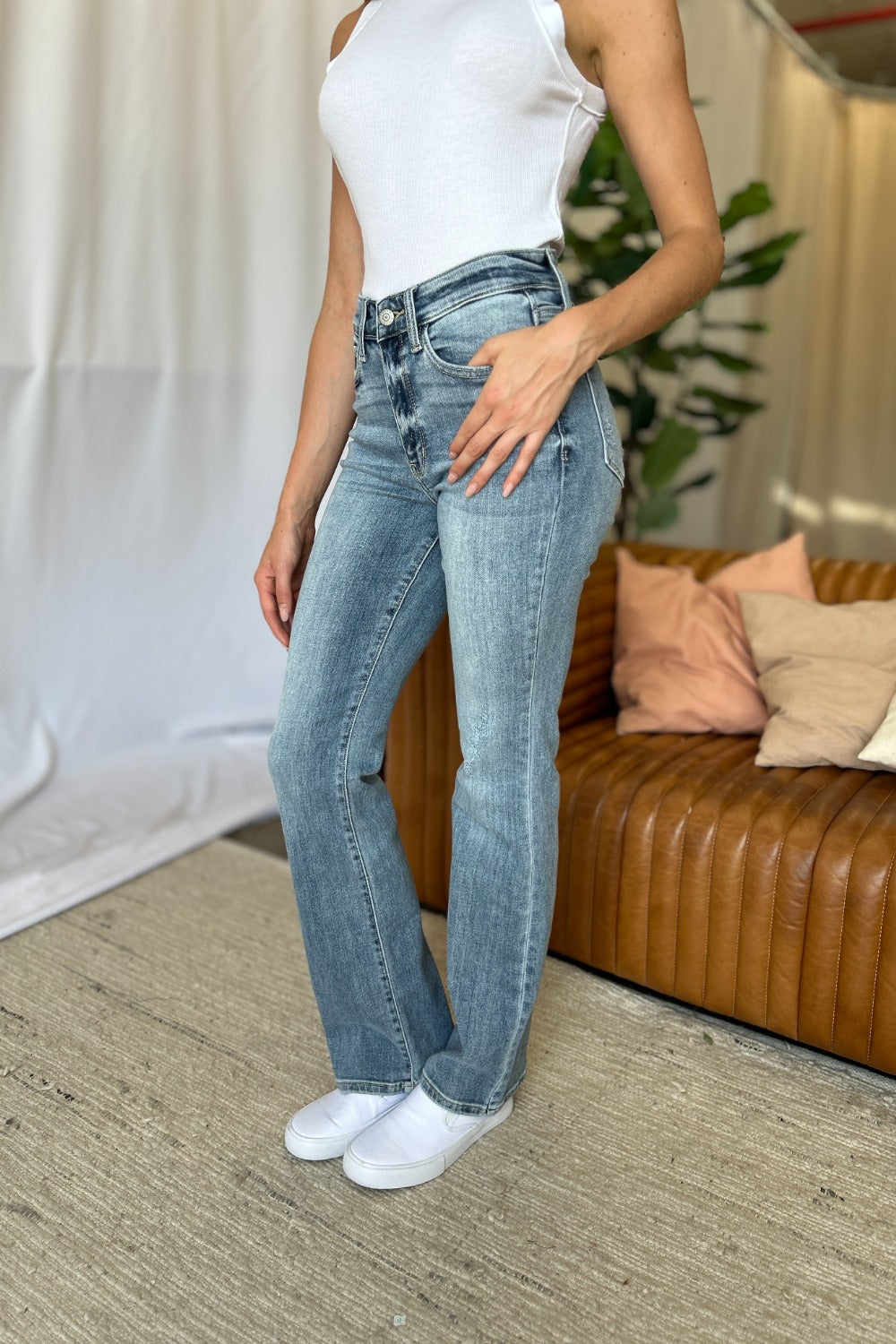 Get trendy with Full Size Bootcut Jeans - Jeans available at Styles Code. Grab yours today!