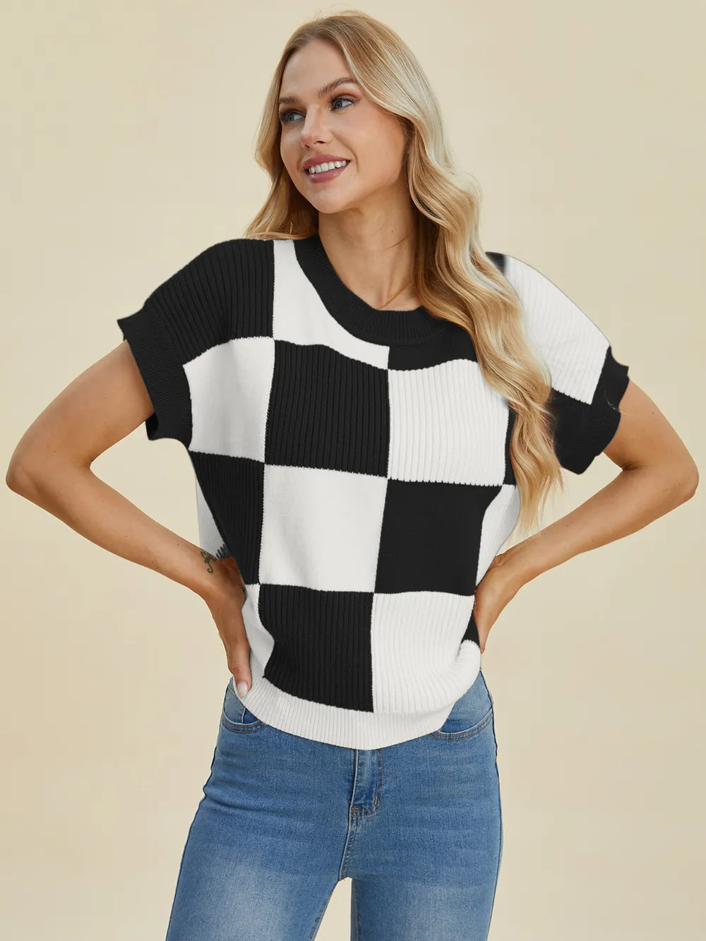 Get trendy with Full Size Round Neck Sweater Top - Top available at Styles Code. Grab yours today!
