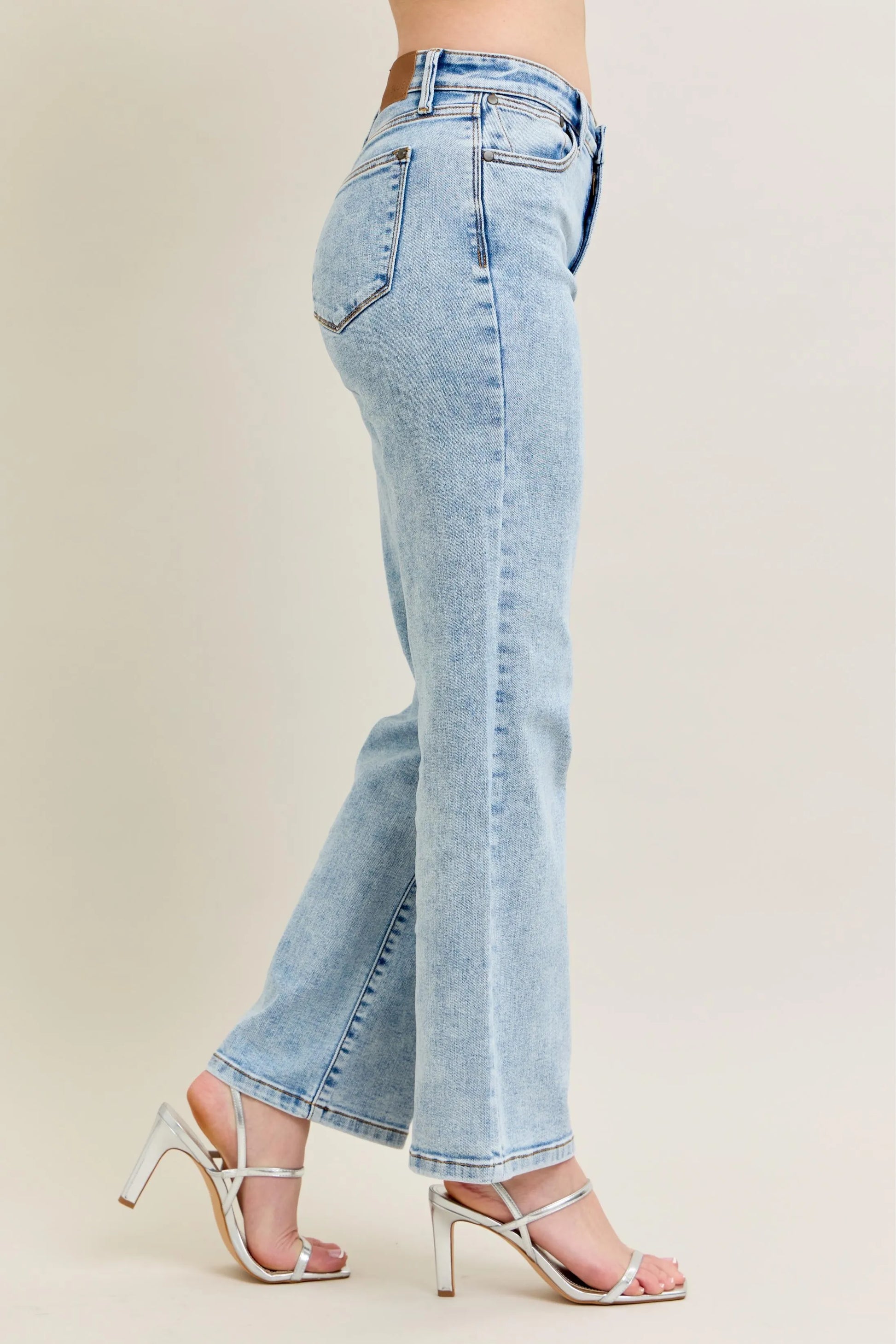 Get trendy with High Waist Stone Wash Straight Jeans - Jeans available at Styles Code. Grab yours today!