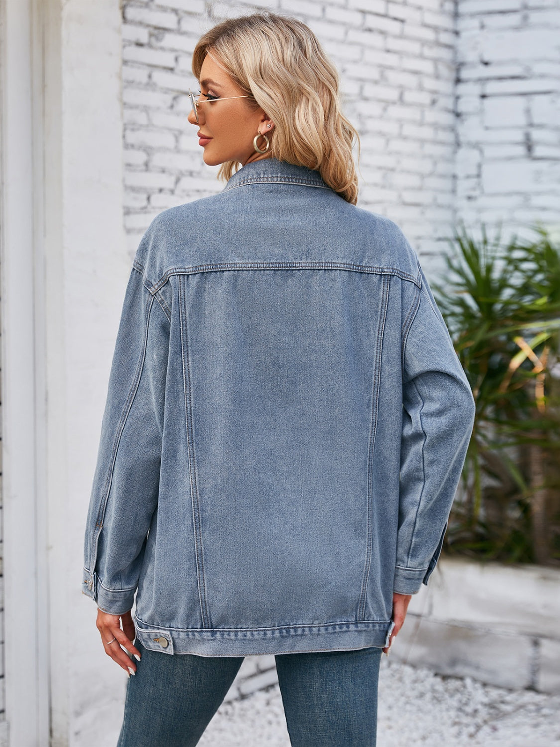 Get trendy with Button Up Long Sleeve Denim Jacket - Denim Jacket available at Styles Code. Grab yours today!