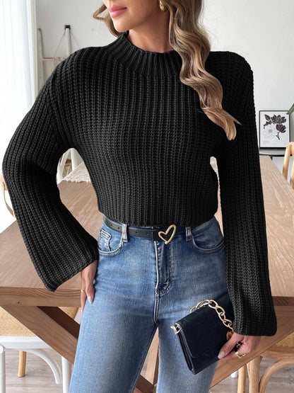 Get trendy with Mock Neck Long Sleeve Sweater -  available at Styles Code. Grab yours today!