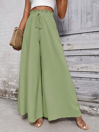 Get trendy with Honey Tied High Waist Wide Leg Pants - Pants available at Styles Code. Grab yours today!