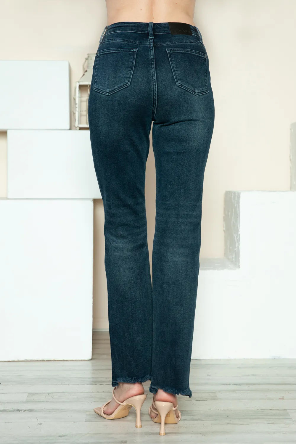 Get trendy with Button Fly Hem Straight Jeans - Jeans available at Styles Code. Grab yours today!