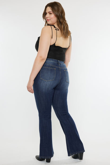 Get trendy with Kancan Full Size Mid Rise Slim Flare Jeans - Jeans available at Styles Code. Grab yours today!