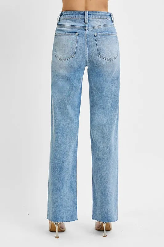 Get trendy with Tummy Control Rise Straight Jeans - Jeans available at Styles Code. Grab yours today!