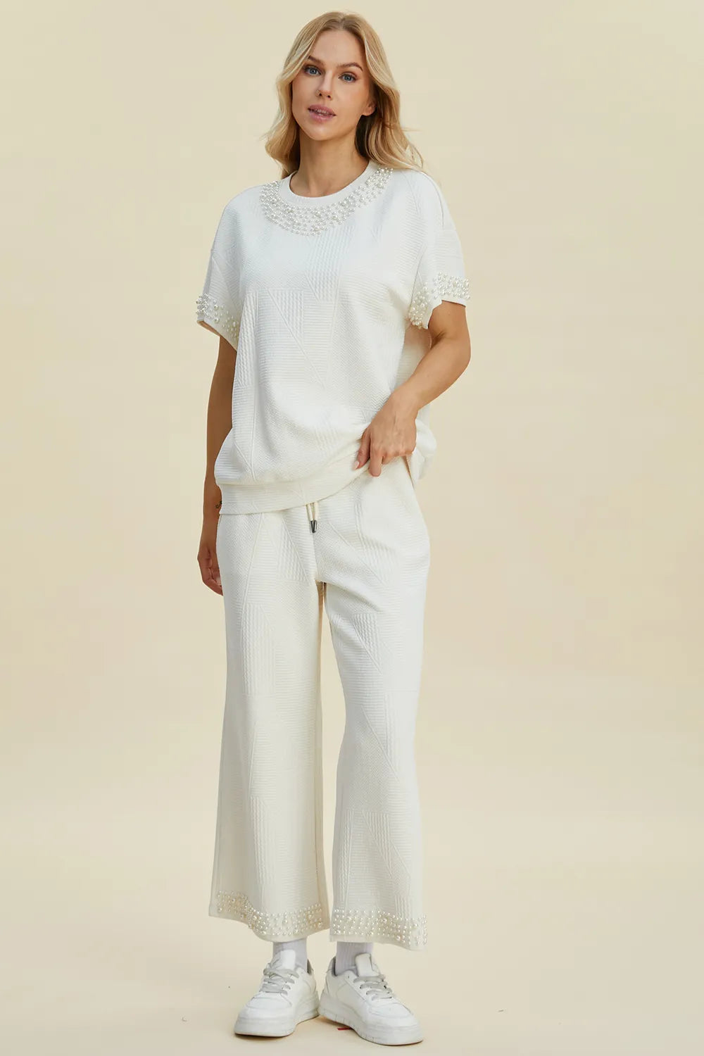 Get trendy with Round Neck Top and Pants Set - Two Piece Sets available at Styles Code. Grab yours today!