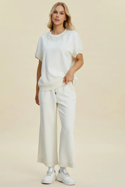 Get trendy with Round Neck Top and Pants Set - Two Piece Sets available at Styles Code. Grab yours today!