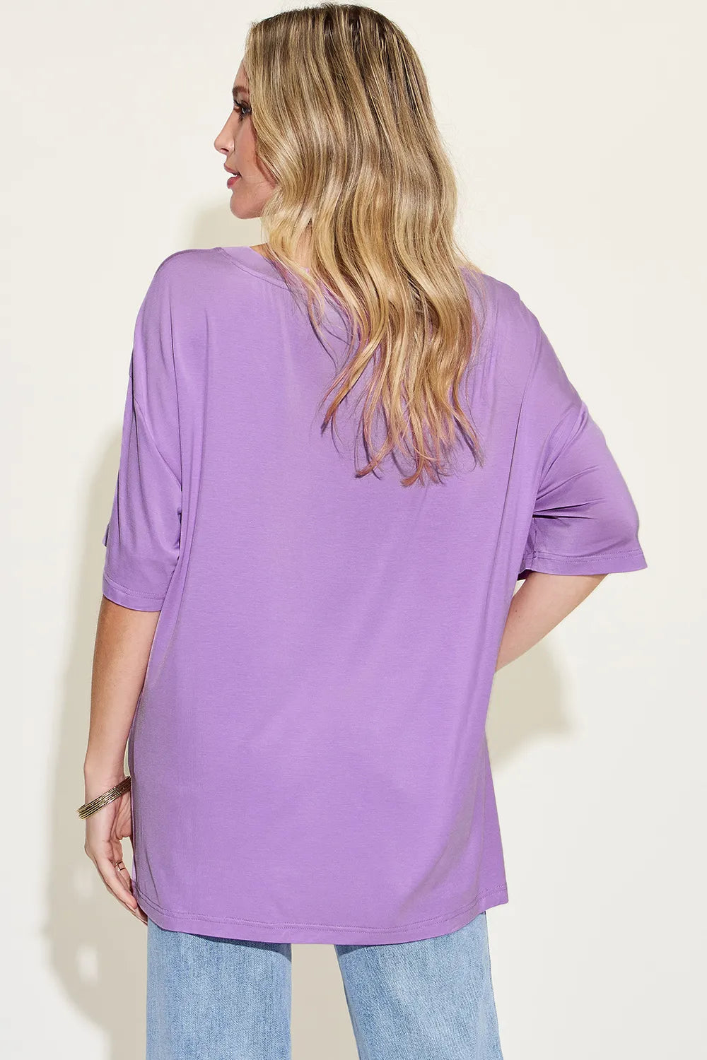 Get trendy with V-Neck Drop Shoulder T-Shirt - T-Shirt available at Styles Code. Grab yours today!