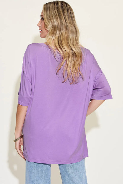 Get trendy with V-Neck Drop Shoulder T-Shirt - T-Shirt available at Styles Code. Grab yours today!
