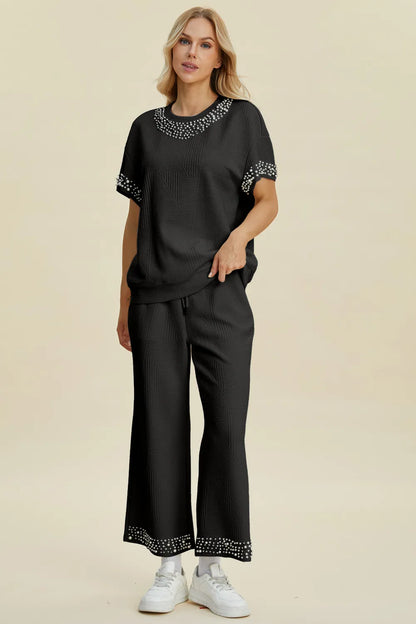 Get trendy with Round Neck Top and Pants Set - Two Piece Sets available at Styles Code. Grab yours today!