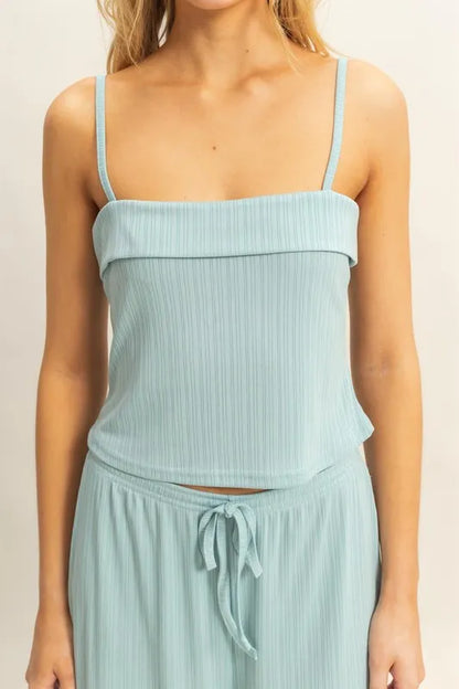 Get trendy with Rib Knit Cami Top and Pants Set - Two Piece Sets available at Styles Code. Grab yours today!