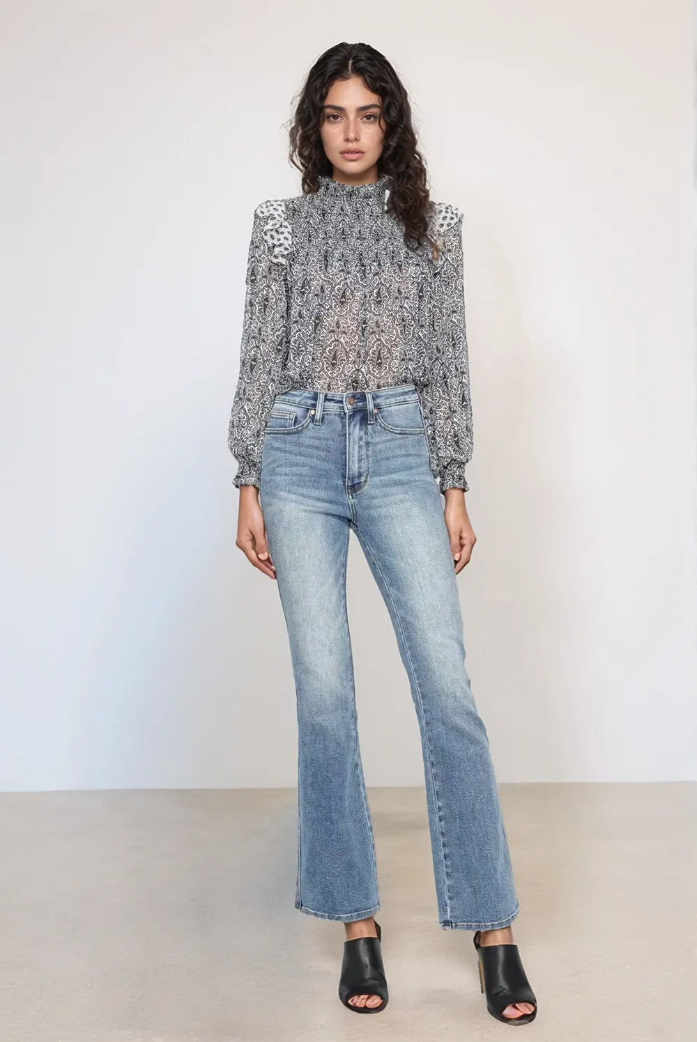Get trendy with Full Size Tummy Control Bootcut Jeans - Jeans available at Styles Code. Grab yours today!