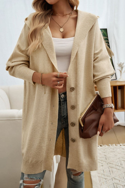 Get trendy with Devine Button Up Long Sleeve Hooded Cardigan -  available at Styles Code. Grab yours today!