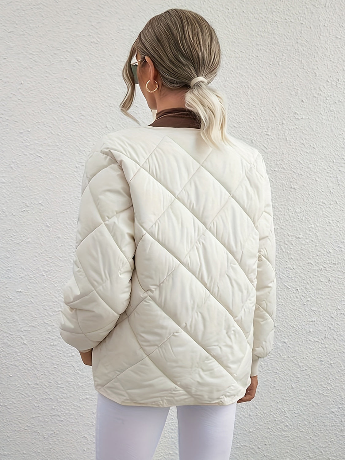 Get trendy with Bubble Texture Snap Down Coat -  available at Styles Code. Grab yours today!