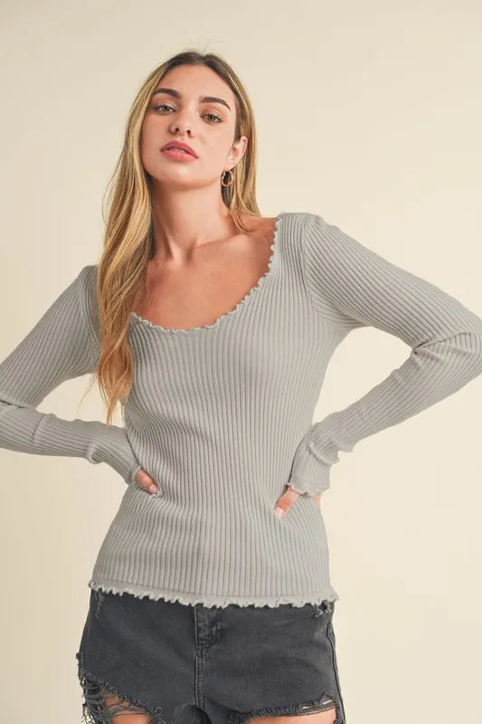 Get trendy with Scoop Neck Knit Top - Top available at Styles Code. Grab yours today!
