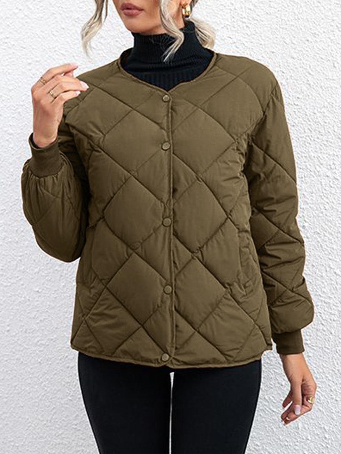 Get trendy with Bubble Texture Snap Down Coat -  available at Styles Code. Grab yours today!