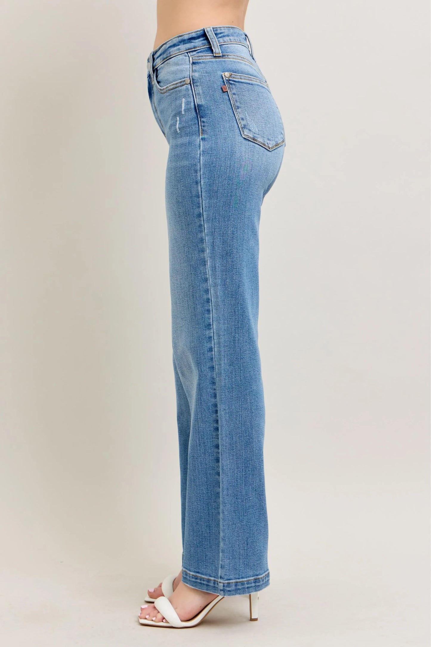 Get trendy with Full Size High Waist Straight Jeans - Jeans available at Styles Code. Grab yours today!