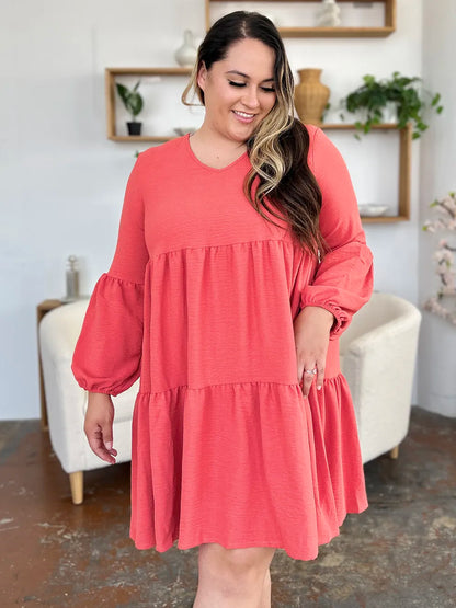 Get trendy with Full Size V-Neck Tiered Dress - Dress available at Styles Code. Grab yours today!