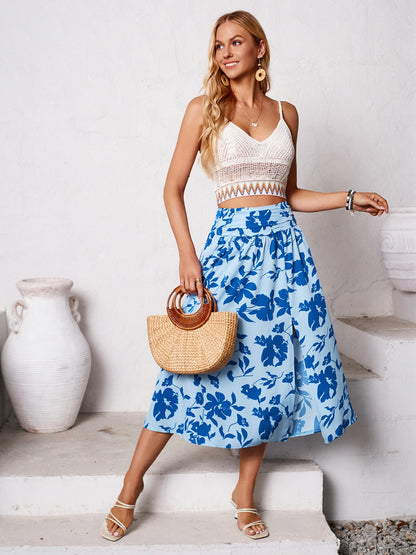 Get trendy with Slit Printed Midi Skirt - Skirts available at Styles Code. Grab yours today!