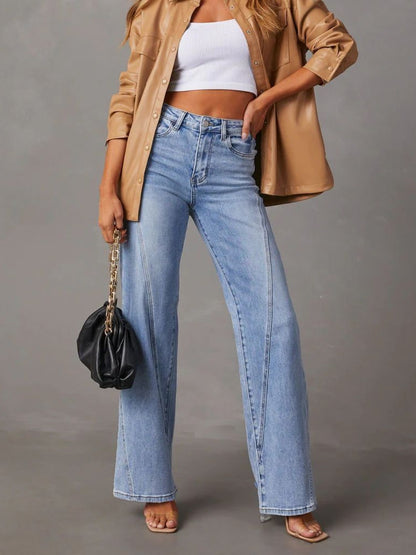 Get trendy with High Waist Straight Jeans with Pockets - Jeans available at Styles Code. Grab yours today!