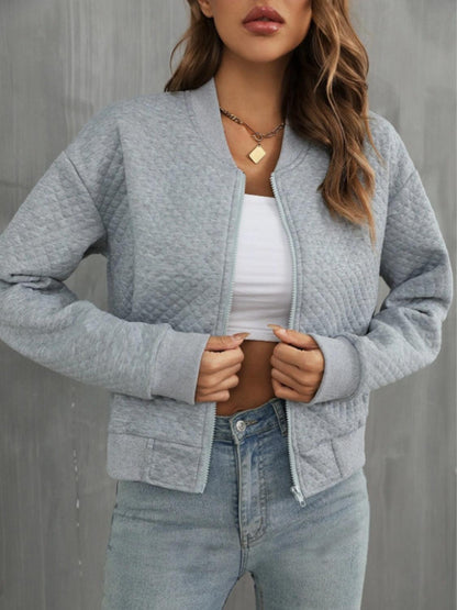 Get trendy with Zip Up Long Sleeve Jacket -  available at Styles Code. Grab yours today!