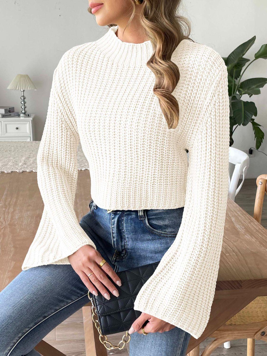 Get trendy with Mock Neck Long Sleeve Sweater -  available at Styles Code. Grab yours today!