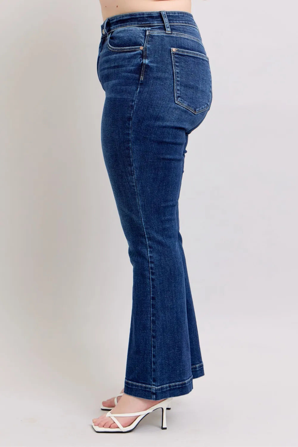 Get trendy with High Rise Flare Jeans Plus Size - Jeans available at Styles Code. Grab yours today!
