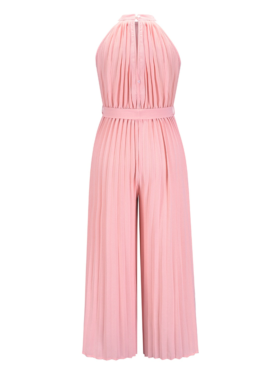 Get trendy with Cutout Tied Pleated Sleeveless Jumpsuit - Jumpsuit available at Styles Code. Grab yours today!