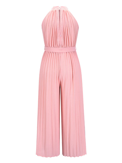 Get trendy with Cutout Tied Pleated Sleeveless Jumpsuit - Jumpsuit available at Styles Code. Grab yours today!