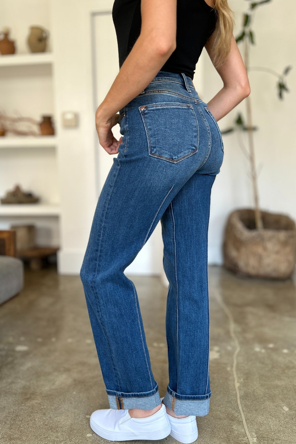 Get trendy with Judy Blue Full Size High Waist Front Seam Detail Straight Jeans - Plus Size available at Styles Code. Grab yours today!