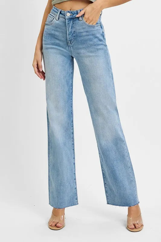 Get trendy with Tummy Control Rise Straight Jeans - Jeans available at Styles Code. Grab yours today!