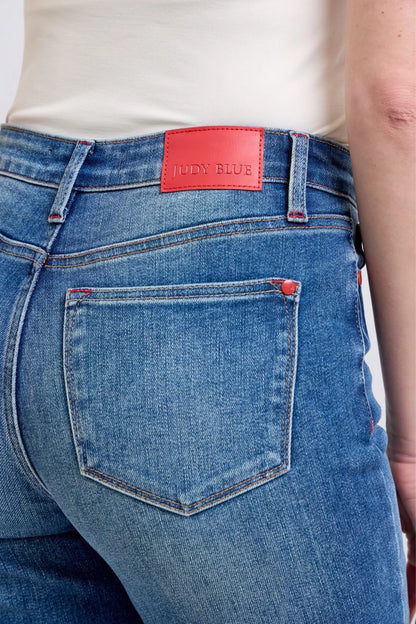 Get trendy with Plaid Print Cuff Straight Leg Jeans - Jeans available at Styles Code. Grab yours today!