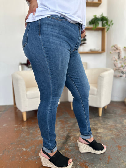 Get trendy with Judy Blue Full Size Cuffed Hem Skinny Jeans - Plus Size available at Styles Code. Grab yours today!