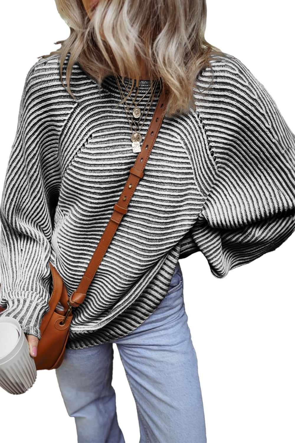 Get trendy with Textured Striped Round Neck Long Sleeve Top -  available at Styles Code. Grab yours today!