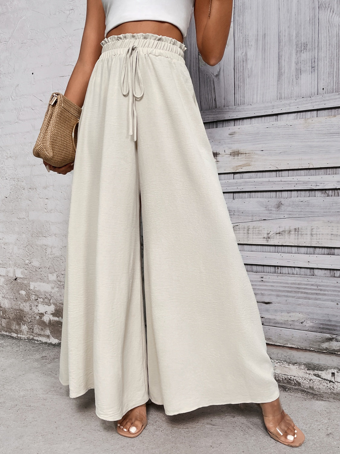 Get trendy with Honey Tied High Waist Wide Leg Pants - Pants available at Styles Code. Grab yours today!