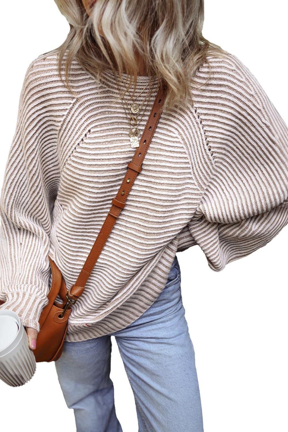 Get trendy with Textured Striped Round Neck Long Sleeve Top -  available at Styles Code. Grab yours today!